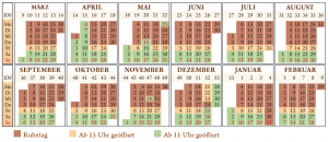 Öffnugnszeiten bis Februar 2016