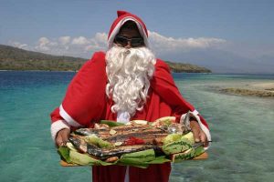 Im Norden präsentiert Santa ein Festmahl mit frischen Fischen